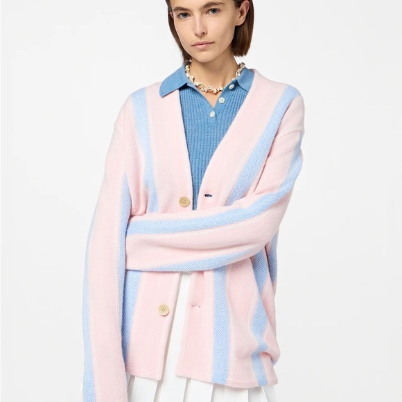 Guest In Residence Baja Everywear 100% Cashmere Cardigan Powder Pink Size S - Picture 9 of 12